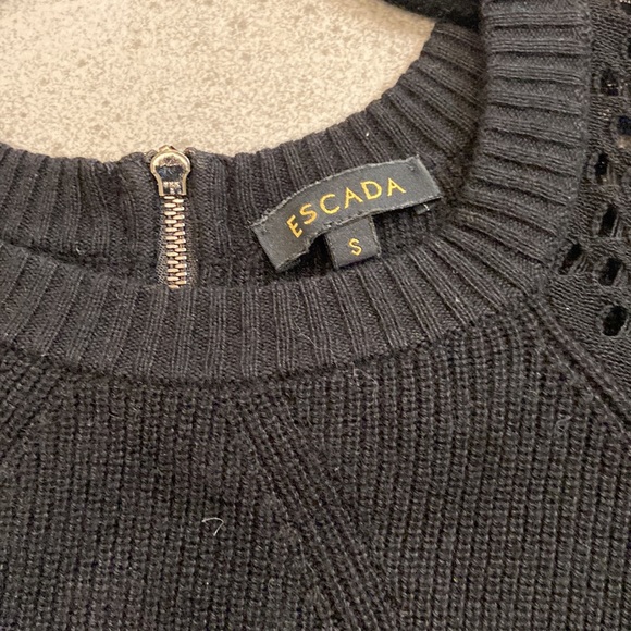 ESCADA Black Sweater with Mesh Arms - Picture 6 of 10